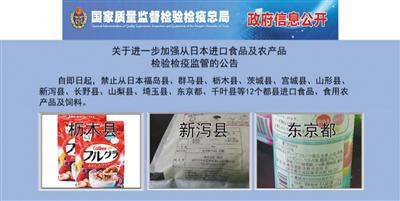 国家质量监督检验检疫总局此前发布的日本食品及农产品禁止进口产地的名单。