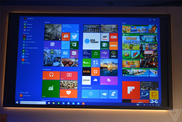 微软发布Win10消费者预览版 贯穿全平台